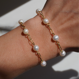 Paperclip & Pearl Bracelet