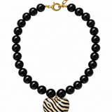Zebra Puffy Heart Necklace